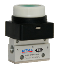 AIRTAC MANUAL VALVES, CM3 SERIES FLAT TYPE&lt;BR&gt;COMPACT 3 WAY 2 POSITION N.C, M5 PORTS BLACK BUTTON